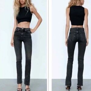 Zara Split Skinny Jeans. Hi-Rise Full Length. Size 6. Black/Gray.